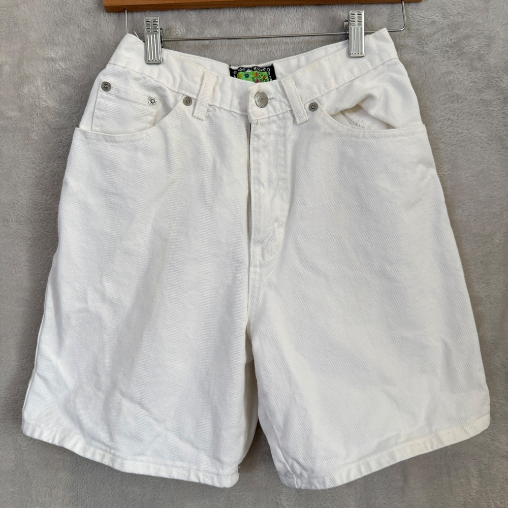 Vintage Gadzooks White Denim High Waisted Mom Shorts Size 5 waist 24 90s Y2K